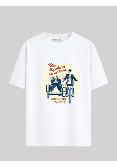 Black Nova Oversize Baskılı Unisex %100 Pamuk T-shirt The Places Beyaz