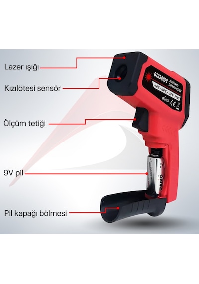Kızılötesi Lazerli Termometre 380°C