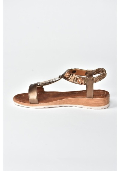 Fox Shoes Bakır Taş Detaylı Günlük Kadın Sandalet M258312209
