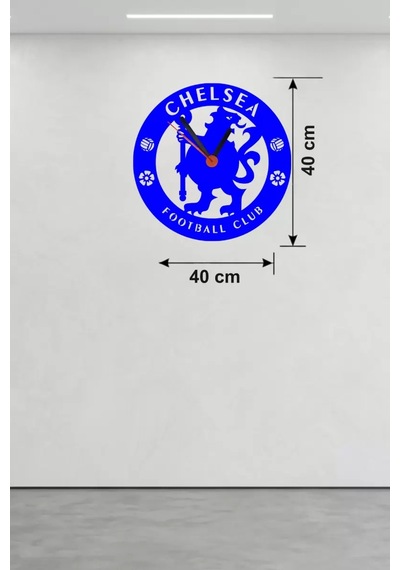 Mey İthalat Chelsea Fc Logolu Ahşap Duvar Saati - 40x40 Cm Taraftar Hediyesi Çok Renkli