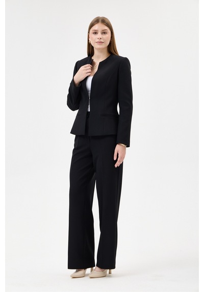 Velnara Moda Siyah Klasik Kadın Takım Elbise-sıfır Yaka Ceket & Boru Paça Cepli Pantolon Siyah - 927010459 Siyah Velnara Moda Siyah Klasik Kadın Takım Elbise-sıfır Yaka Ceket & Boru Paça Cepli Pantolon Siyah - 927010459 Siyah