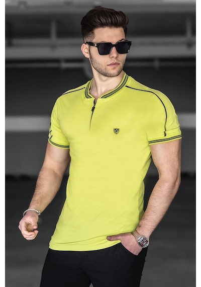 Madmext Elma Yeşili Polo Yaka Erkek Tişört 9281