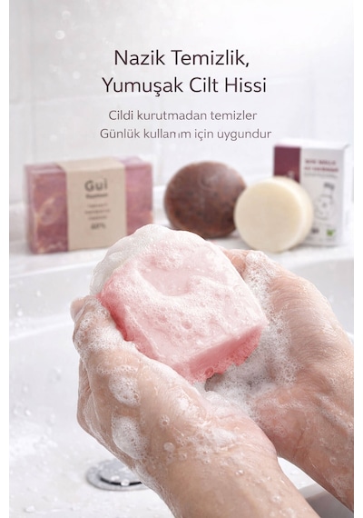 Hediyelik Doğal Sabun Seti Özel Bakım Serisi 3 Lü Premium Paket Gül