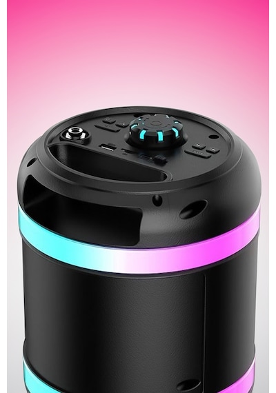 Thentech Partiler İçin Kablosuz Bluetooth 5.0 Bağlantılı Kablosuz Hoparlör Güçlü Kaliteli Ses Uzun Süre Şarj Siyah