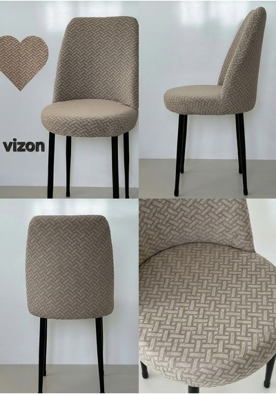 Tuğla Desen Oval Sandalye Kılıfı Likralı Esnek Yıkanabilir Lastikli Sandalye Örtüsü 1 Adet Vizon - 794636120 Vizon