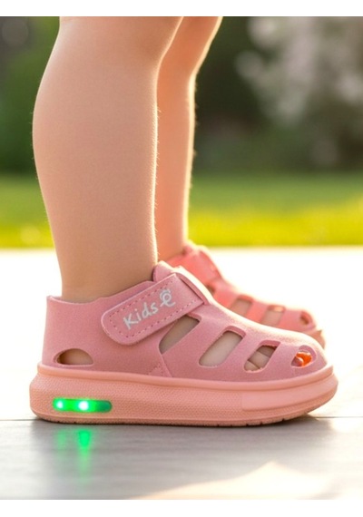 Ellaboni Işıklı Cırt Cırtlı Kız Çocuk Beyaz Yumuşak Ortopedik Taban Spor Sandalet Terlik Pudra Ellaboni Işıklı Cırt Cırtlı Kız Çocuk Beyaz Yumuşak Ortopedik Taban Spor Sandalet Terlik Pudra