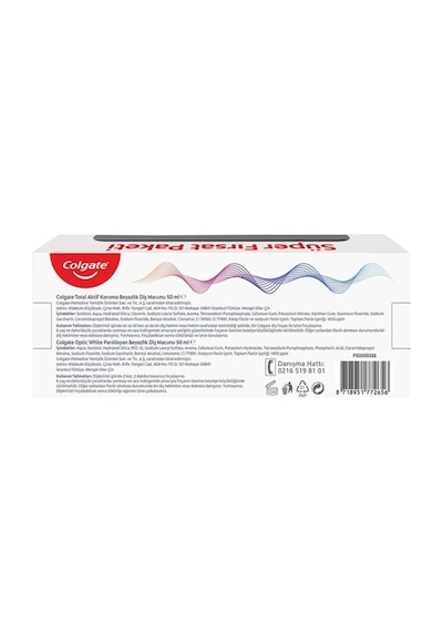 Colgate Total Aktif Koruma Diş Macunu 50 Ml + Optic White Parıldayan Beyazlık Diş Macunu 50 Ml