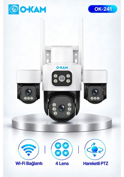 O-kam Ok-241 Premium W 4 Lensli Wi-fi Ptz Güvenlik Kamerası