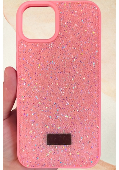 İphone 13 / 14 Yıldız Tozu Premium Pembe Silikon Kılıf