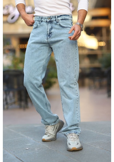 Little Cup Jeans Co Erkek Kar Yıkama Baggy Fit Rahat Kalıp Jean Pantolon Gri