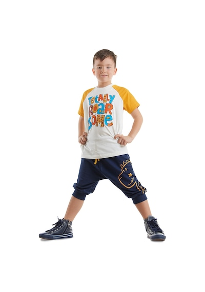 Denokids Roarsome Erkek Çocuk T-shirt Kapri Şort Takım Çok Renkli