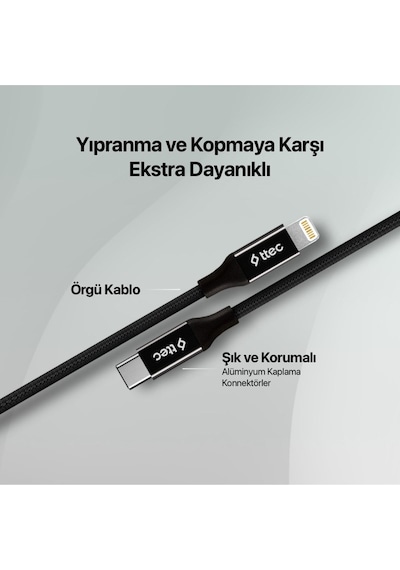Usb-c - Lightning Hızlı Şarj Kablosu 150cm 2dk41 Ttec Alumicable Halat Kablo