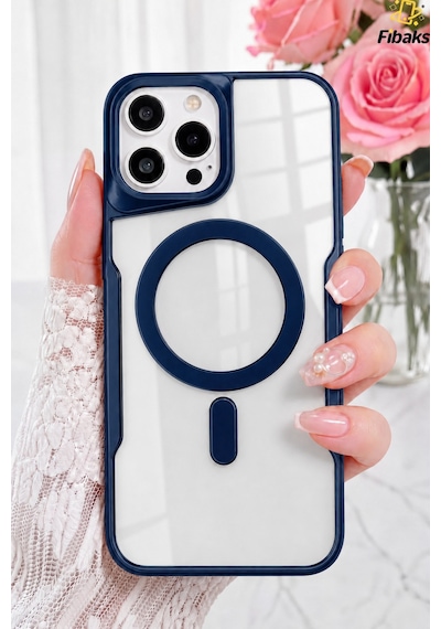 Fibaks iPhone 15 Pro Max Uyumlu Kılıf Prizma Kamera Çıkıntılı Magsafe Şarj Destekli Mat Renkli Şeffaf Kapak Laci