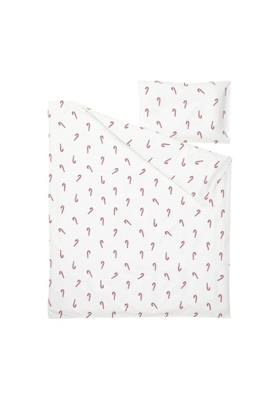 Ikea Lovsangare Tek Kişilik Nevresim Takımı 110 X 130 Cm Beyaz - Kırmızı