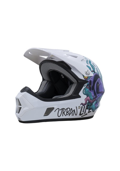 Raptor Gravıty Varsity Chaos Full Face Freeride Bisiklet Motosiklet Kaskı Medium Beden Beyaz Mor