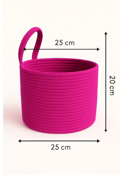 Mavaux Asep Askılı Halat El Dokuma Banyo Sepeti 25x20cm Duvara Asılabilir Çok Amaçlı Düzenleyici Ve Saklama Fuşya