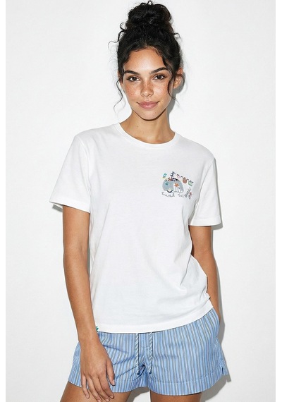 Shade Kadın Pamuk El İşi Minimal Nakış Detaylı  Tasarım T-shirt 1003 60282051 - Beyaz L