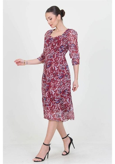 Neşeli Butik Kadın Bordo Kalp Yaka Yeni Sezon Desenli Şifon Elbise Ry0030 Bordo Neşeli Butik Kadın Bordo Kalp Yaka Yeni Sezon Desenli Şifon Elbise Ry0030 Bordo