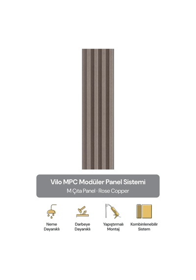 Vilo Mpc M Çıta Duvar Paneli Rose Copper 265cm Yapıştırmalı Montaj - Neme Ve Darbeye Dayanıklı