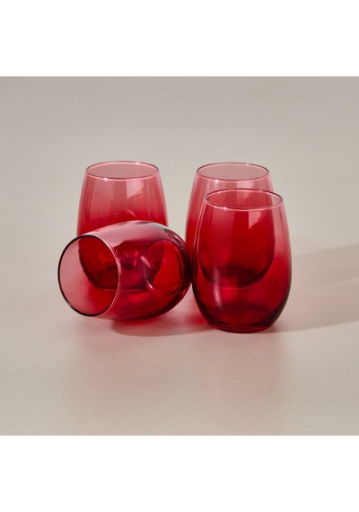 Raklee Larc 4'lü Meşrubat Bardağı - Kırmızı - 350 Ml Renkli