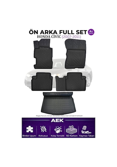 Honda Civic 2006-2012 Fd6 5d Karbon Paspas Takımı +3d Pvc Bagaj H