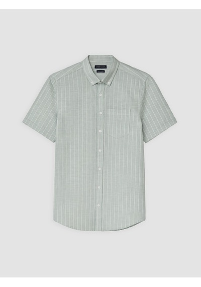 Lcwaıkıkı Classic Yeşil Regular Fit Çizgili Kısa Kollu Erkek Gömlek