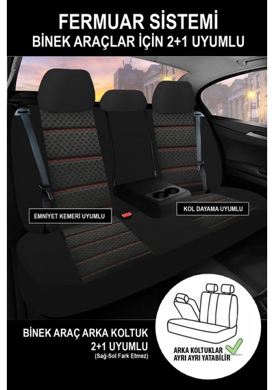 Fiat 500x 2014 Ve Sonrası Aracınıza Uyumlu Kırmızı Başak Plus Serisi Dokuma Koltuk Kılıfı