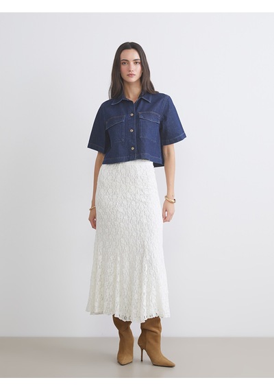 Lcw Vision İndigo Regular Fit Kadın Jean Gömlek