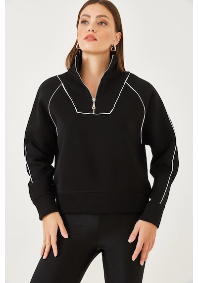 Shade Kadın Yarım Fermuarlı Oversize Sweatshirt Mb-5386 60251896 - Siyah