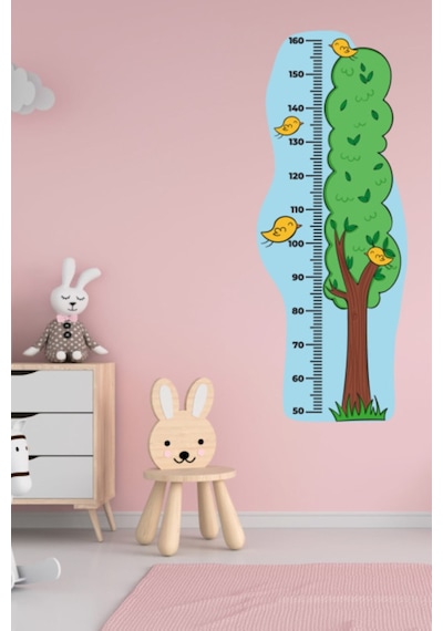 Çocuk Odası Ağaç Temalı Boy Ölçüm Cetveli Duvar Sticker