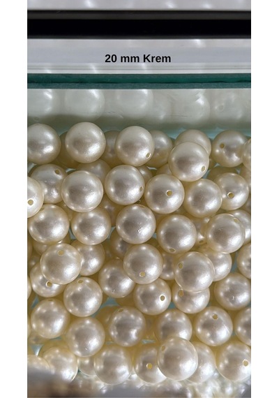 100 Gram - İnci Boncuk - 20 Mm Renk : Krem