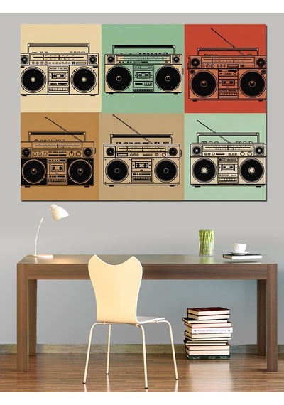 Retro Kasetçalar Radyolar Koleksiyonu Dekoratif Kanvas - Mdf Ahşap Tablo