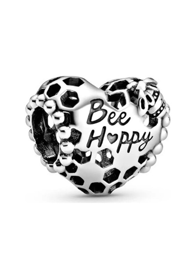 Bee Happy Kalp Charm Gümüş Kaplama