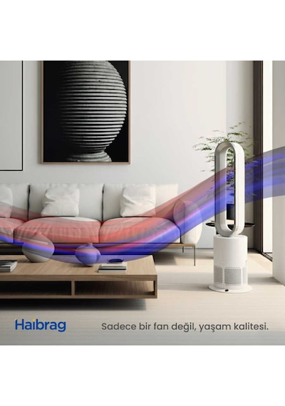 Haibrag Tp-09 Pro 4 Ü 1 Arada Isıtma, Soğutma, Hepa Filtre & Hava Temizleme Kanatsız Zemin Tipi Fan Beyaz