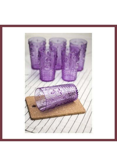 Storeşahin Akrilik Mor 6'lı Uzun Bardak & Su Meşrubat Bardağı 750 Ml Büyük Boy & Cam Değildir Shn0720