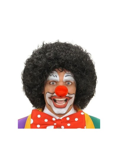 Siyah Renk Kıvırcık Afro Bonus Peruk Saç Ve Kırmızı Sünger Burun Seti - Parti Perukları - 1 Adet 0 - 99