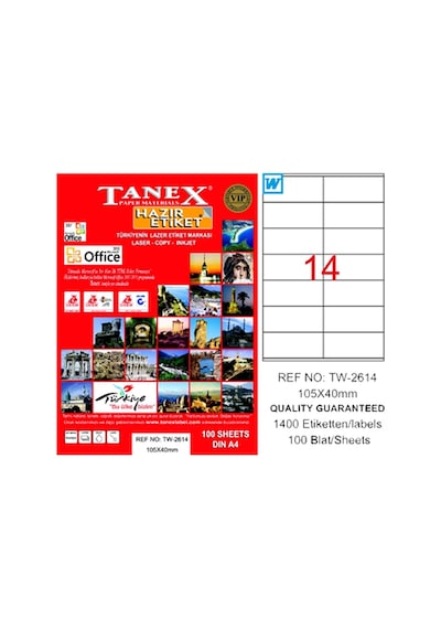 Tanex Laser Etiket 100 Yp 105x40 Laser-copy-ınkjet Tw-2614 Diğer