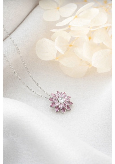 Çekirdekjewelry 925 Ayar Gümüş Lotus Kolye Gri