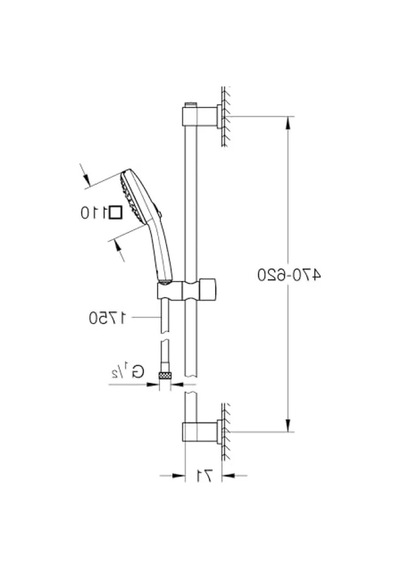 110mm Kare Sürgülü Duş Seti, 3 Akışlı El Duşu Ve Ray 6998