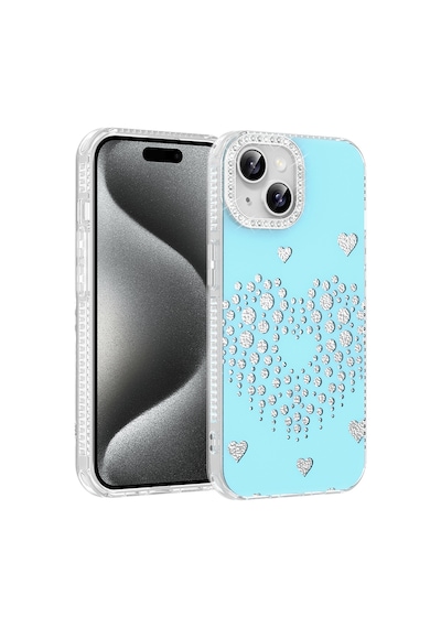 iPhone 14 Kılıf Damla Taşlı Zore Rivas Sert Pc Kapak - Mavi