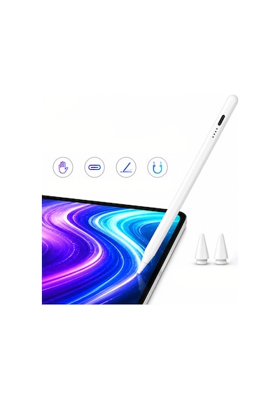 İpad 7/8/9 Nesil 10.2 İnç İle Uyumlu Notepen Gen3 Stylus Kalem Avuç İçi Algılama Eğim Destekli Beyaz