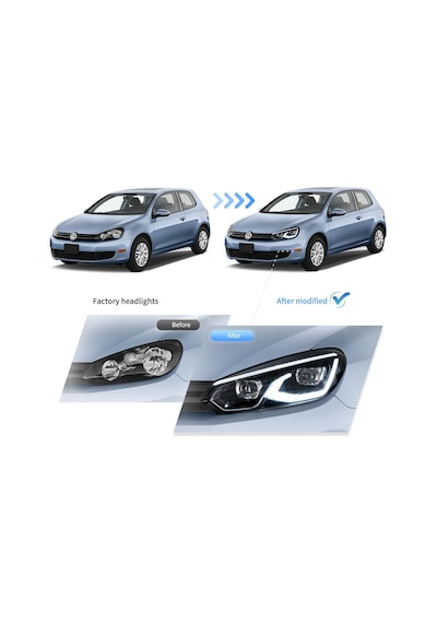 Autogp Vw Golf 6 Ön Far Lambası 8,5 Dizayn Led 2009 / 2013