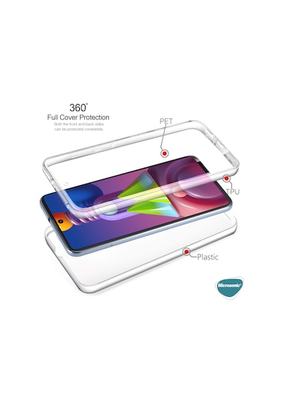 Microsonic Samsung Uyumlu Galaxy M31s Kılıf 6 tarafı tam full koruma 360 Clear Soft