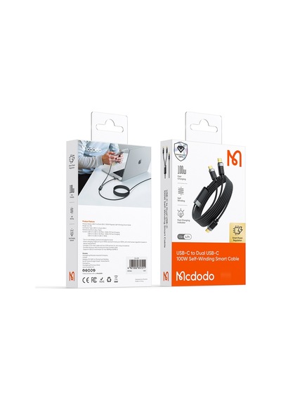 Mcdodo Ca-7380 100w Typec Çift Usb-c Manyetik Sarılabilir Şarj Kablosu 1.5m