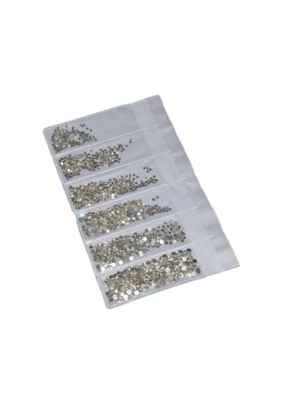 Alya Simin Nail Art Swarovski Tırnak Süsleme Taşı 6 Farklı Boy Gümüş