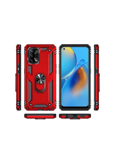 Oppo A74 4G Kılıf Zore Vega Yüzüklü Standlı Zırh Kılıf