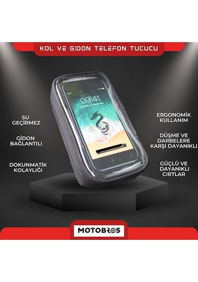 Motosiklet Kola Takılan Telefon Tutucu Kol Telefon Tutucu Su Geçirmez 6.7" Dayanıklı Siyah
