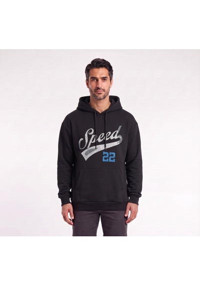 Blow Up Speed 22 Baskılı Kapüşonlu Siyah Erkek Sweatshirt 12500