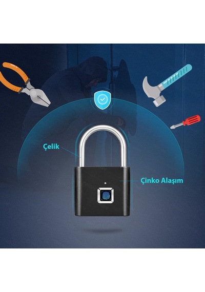 Dailytech Parmak İzi Okuyuculu Asma Kilit Usb Şarjlı