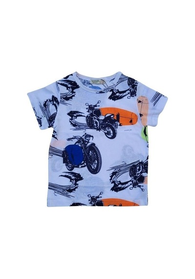 Woo Rage Erkek Çocuk Panda, Motorsiklet Baskılı Tshirt-11752-lacivert Lacivert